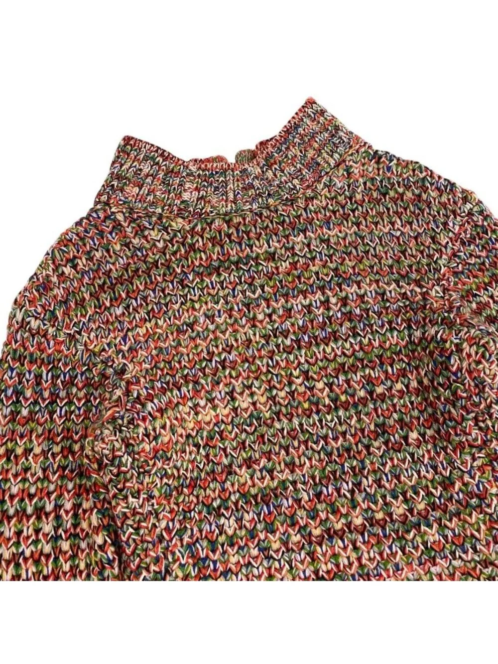 Chanel Middle Gauge Mixed Knit Sweater High Neck 34 Multicolor Wool